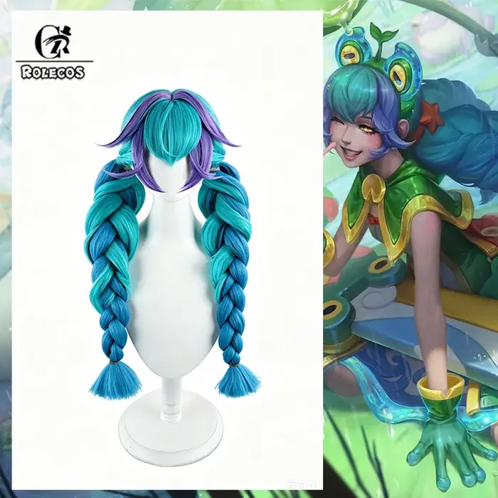 ROLECOS LOL Rain Shepherd Gwen – perruque de Cosplay pour femmes