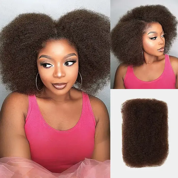 Extensions de cheveux humains Afro crépus en vrac QVR expédition locale américaine noir naturel/marron léger pour tressage style usage quotidien
