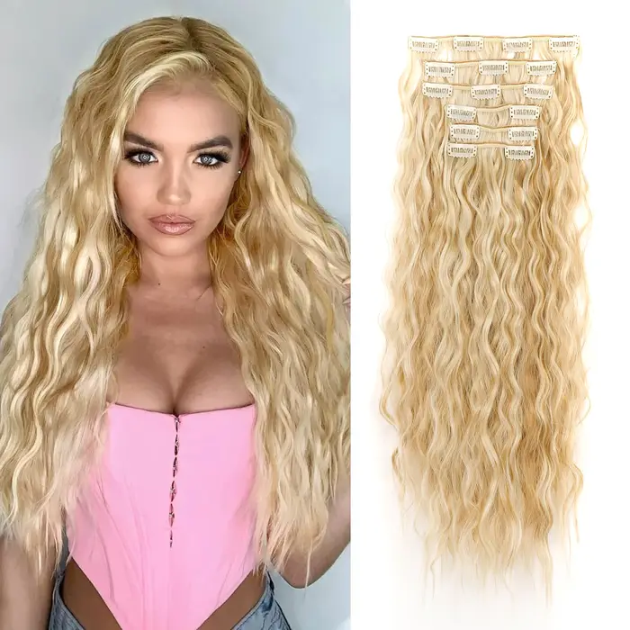 Extensions capillaires synthétiques bouclées à clips
