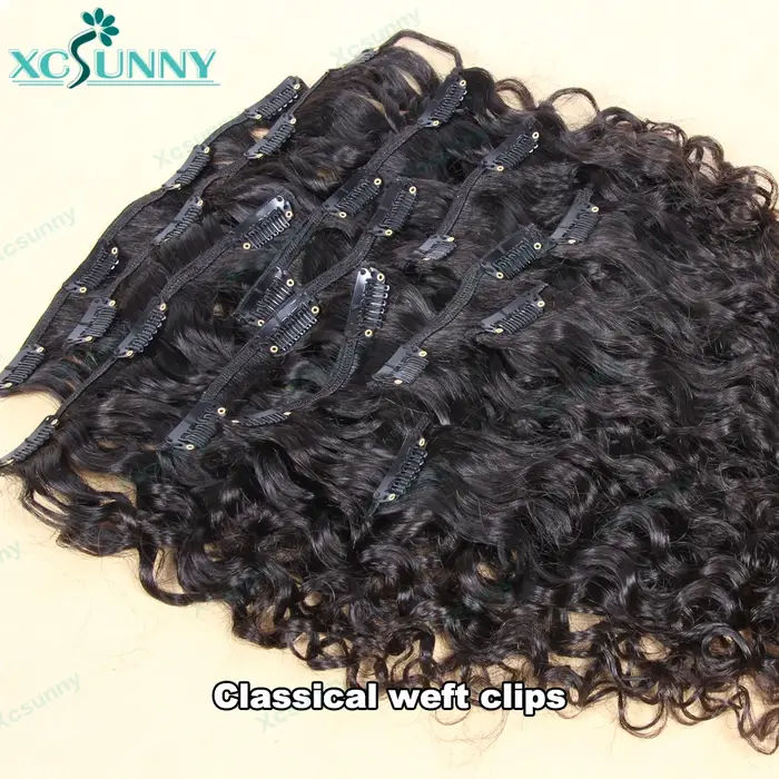 Clip en PU sans couture dans les Extensions de cheveux cheveux humains vague d'eau trame birmane Cli