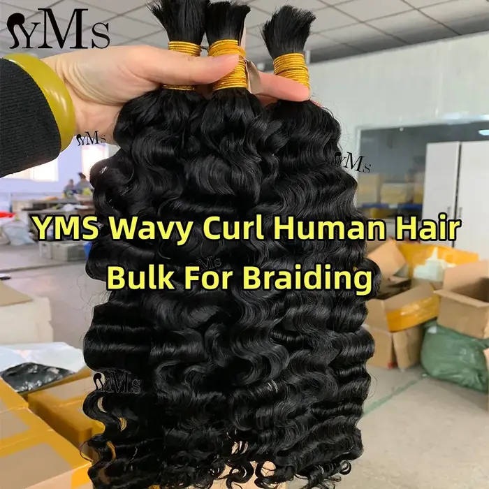 Cheveux humains en vrac pour tresser des extensions de cheveux bouclés ondulés sans trame YMS Double