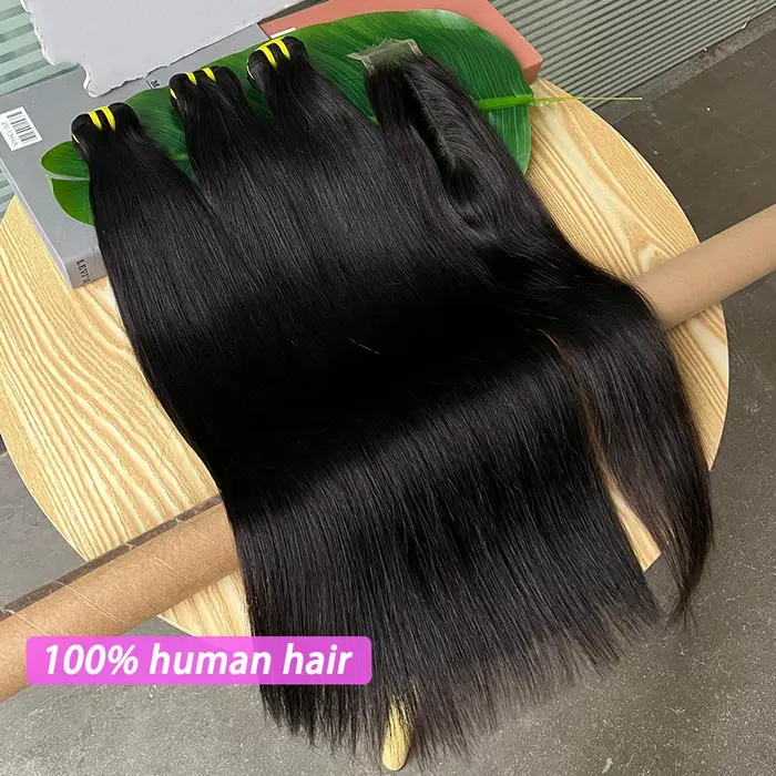 Paquets droits avec 2x6 HD fermeture à lacets Invisible cheveux humains couleur naturelle Extensions