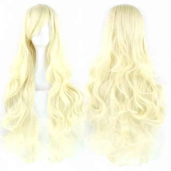 Soowee cheveux synthétiques longs bouclés perruque verte postiche rose noir fête