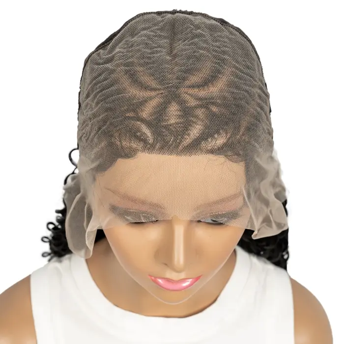Perruques tressées Cornrow 26 pouces 13x6 dentelle transparente frontale vague profonde perruques de