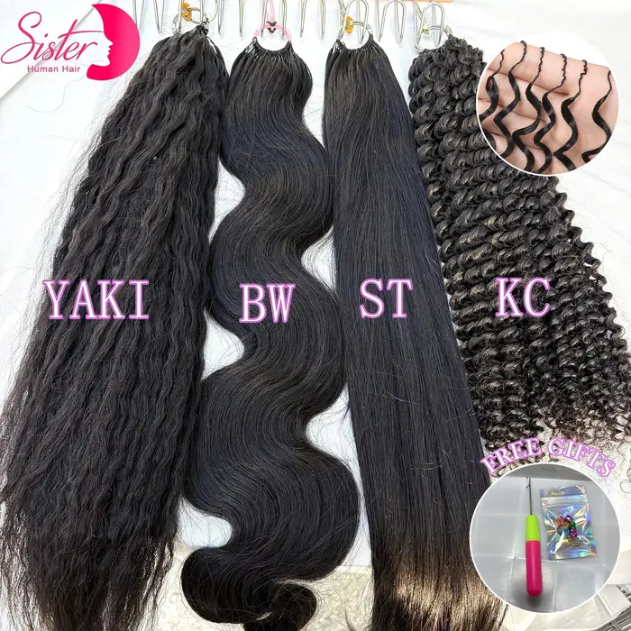 Extensions de cheveux humains au Crochet pré-séparés sans nœuds, cheveux crépus bouclés, plumes au C