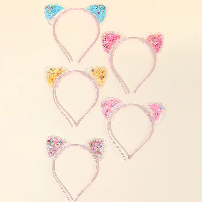 5 pièces chat oreille bandeau mignon étoile brillant paillettes bandeaux doux PVC oreille princesse 