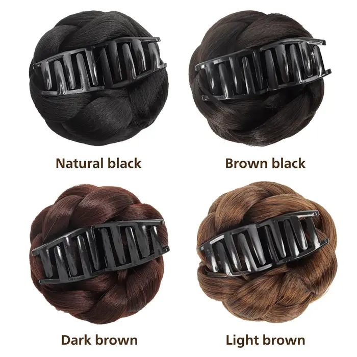 Perruque chignon tressé synthétique pour femme avec pince à cheveux, accessoires capillaires