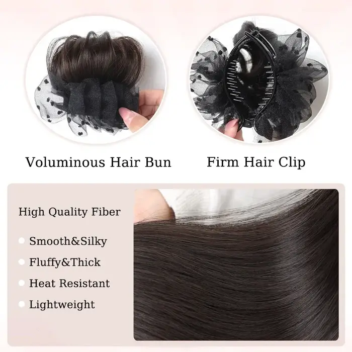 Extensions de chignon synthétique à pince