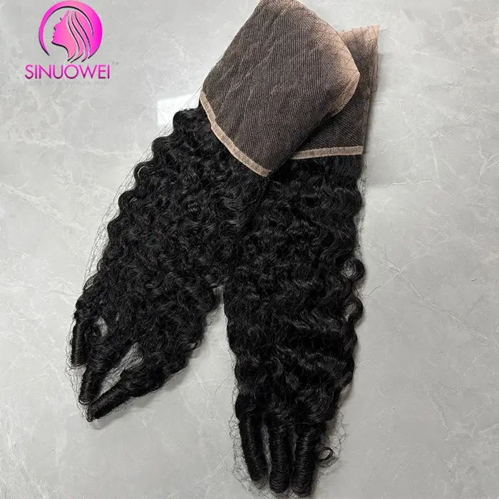 Closure en dentelle transparente 4x4 Cheveux bouclés birmans 12A