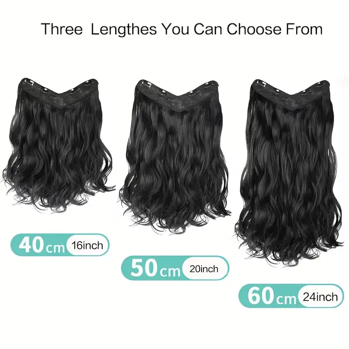 Extensions capillaires synthétiques longues ondulées en forme de U, Extensions capillaires à Clip de