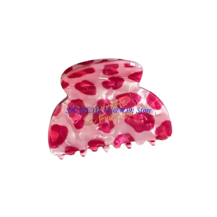 E21F – pince à cheveux en acrylique imprimé léopard rose