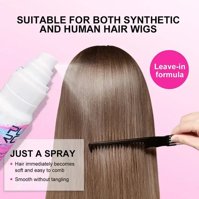 Spray démêlant pour perruque sans rinçage, 80ml, protection thermique antistatique pour cheveux huma