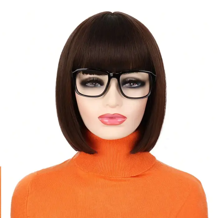 Perruque Bob Synthétique Courte avec Frange pour Femme