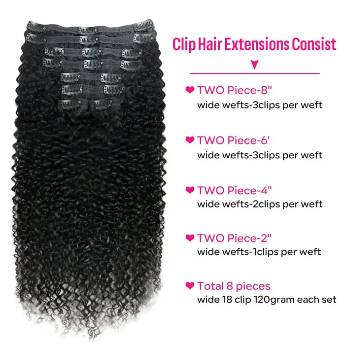 Extensions de cheveux bouclés à clipser pour femmes