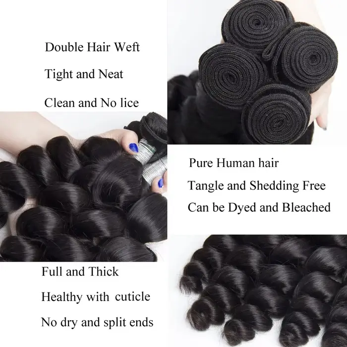 Extensions de cheveux humains brésiliens vierges non traités, ondulés lâches, 30, 32, 40 pouces, 1,