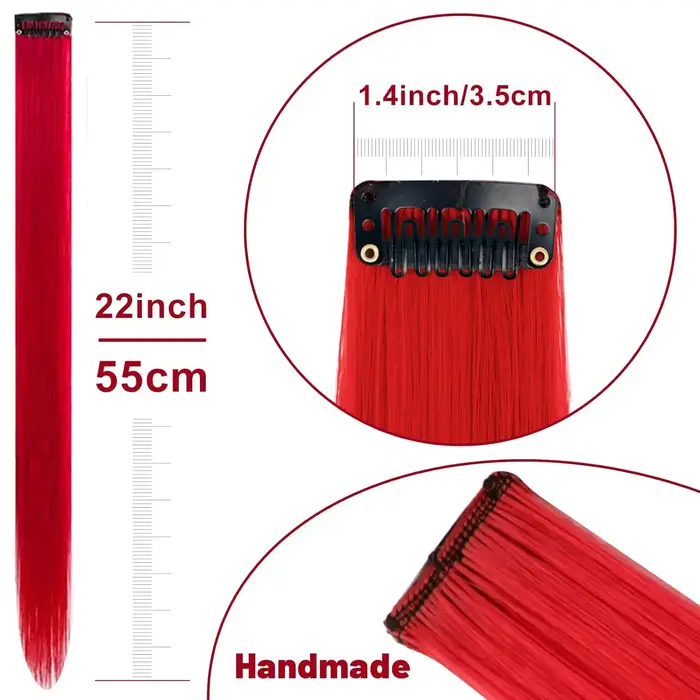 Extensions capillaires synthétiques à Clip rouge et bleu