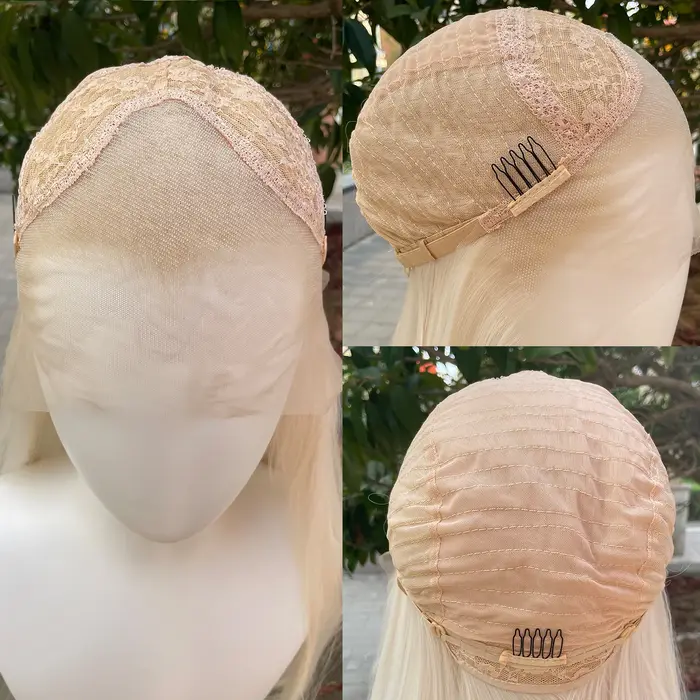 Costume d'elfe style Peak Platinum ‌ Perruques Lace Front Synthétiques Blondes 13x4 pour Femmes