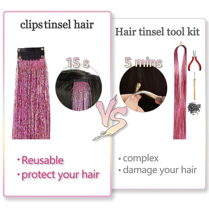 Extensions de cheveux à clipser avec clips