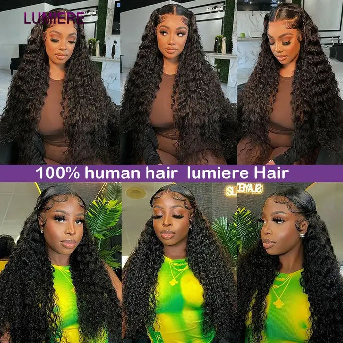 Afro profond crépus bouclés cheveux humains 3/4 Bundle avec fermeture frontale en dentelle transpare