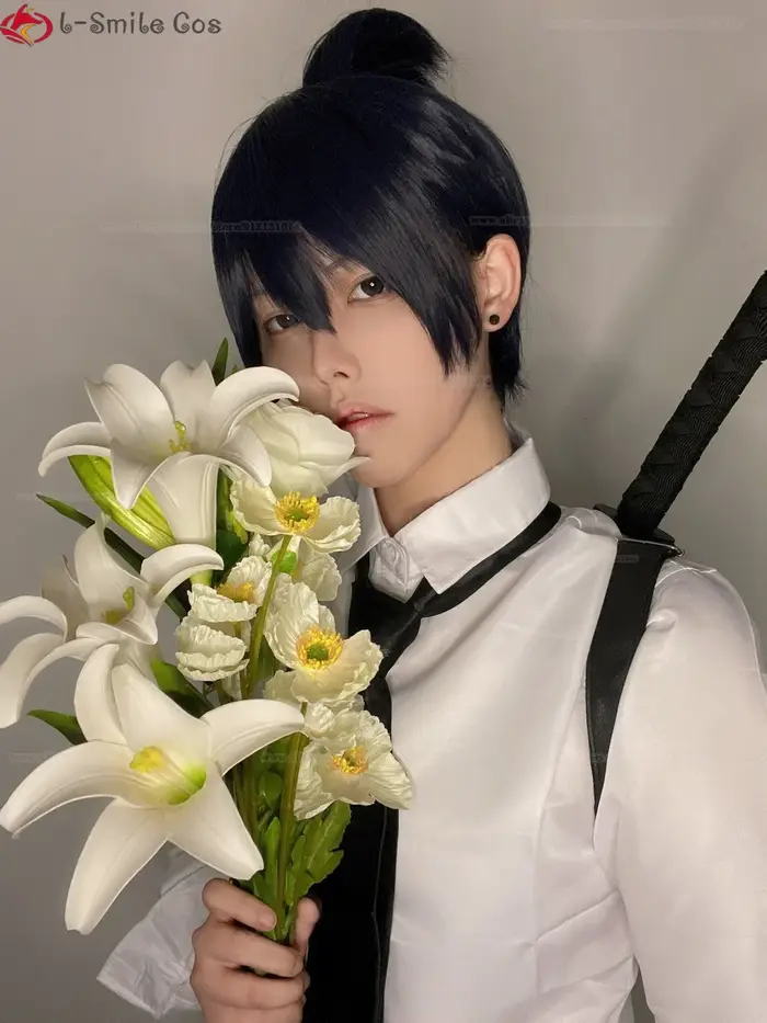 Perruque de Cosplay Hayakawa Akii Bleu Noir 3 cm