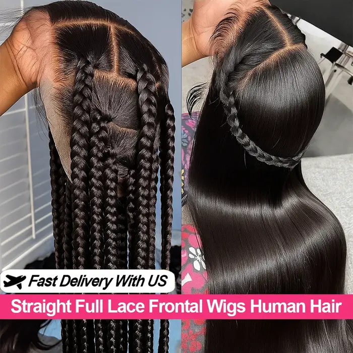 Perruque Lace Front Wig brésilienne lisse, cheveux lisses, Transparent HD, pre-plucked, Humen, pour 