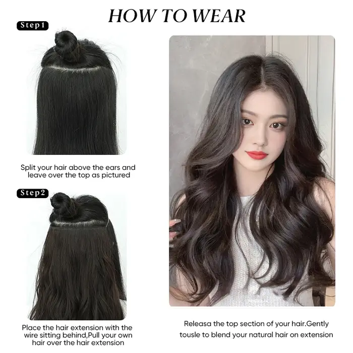 Extensions capillaires synthétiques invisibles de qualité supérieure, postiches sans Clips, postiche longue et ondulée naturelle, faux cheveux pour femmes