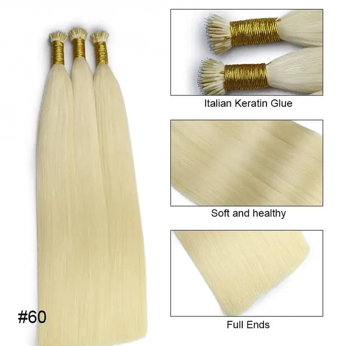 Extensions de cheveux 100% naturels lisses avec anneaux Nano, mèches de cheveux blonds ombrés, Fusion, 0.8g/1g, 50 pièces