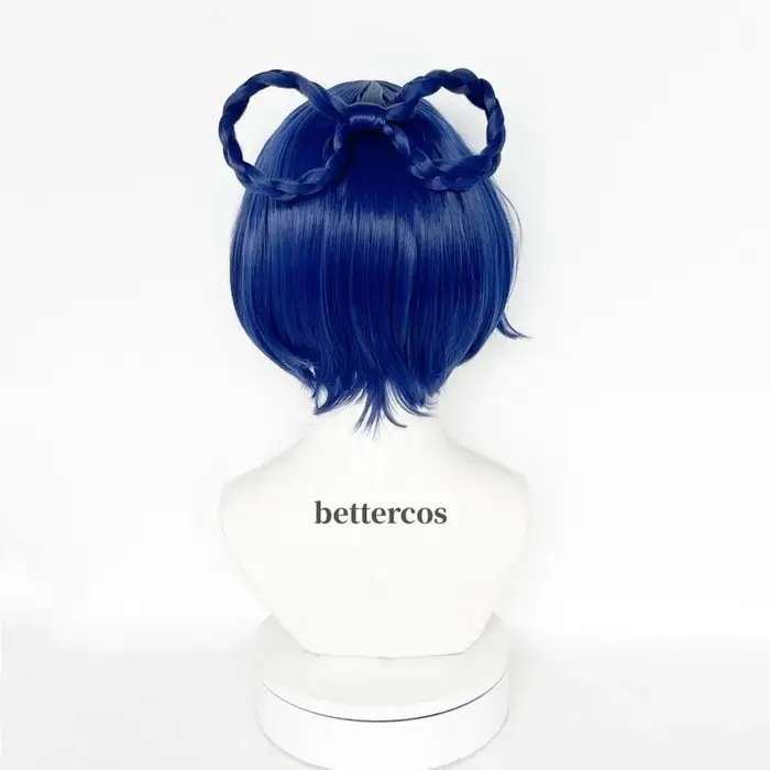 Xiangling Cosplay perruque 30 cm courte bleu foncé