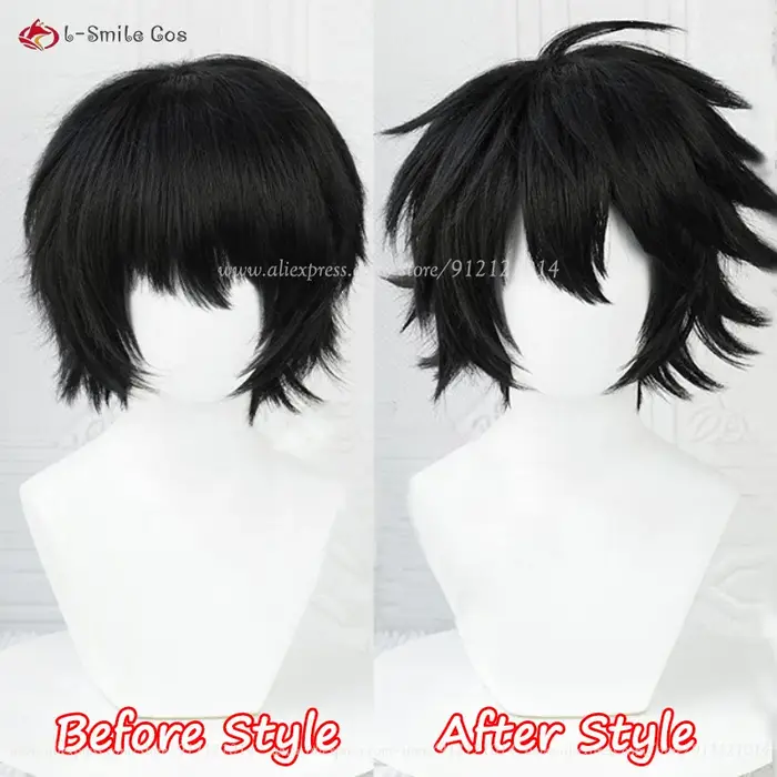 Haute qualité Anime L Cosplay perruque pour hommes L. Lawliet noir