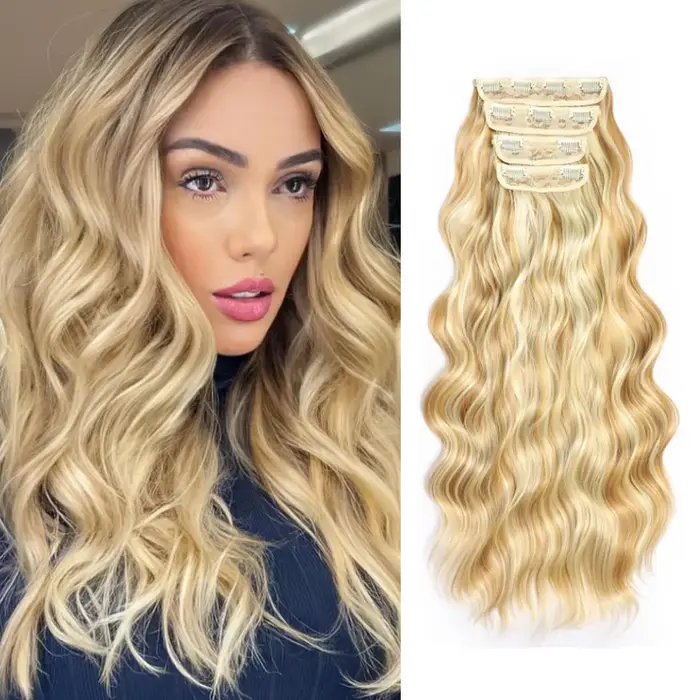 Extensions capillaires synthétiques noires épaisses à clips