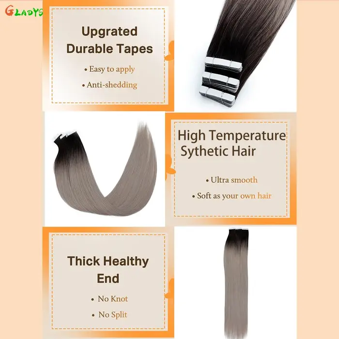 Extensions de cheveux lisses ombrées brunes
