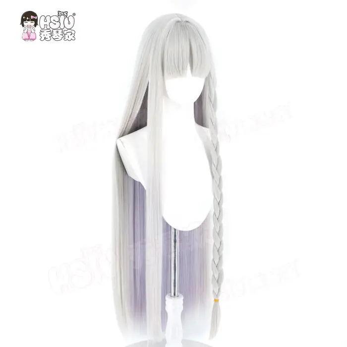 Perruque de cosplay synthétique en fibre Francesca Prelati HSIU, longue, gris argenté mélangé violet taro, pour le jeu Fate/strange