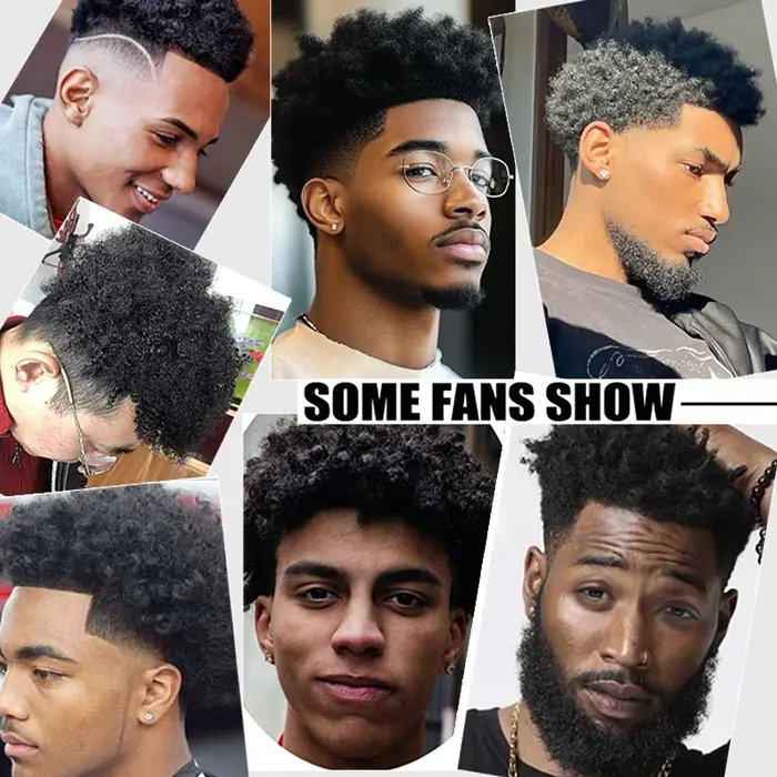 100% cheveux humains hommes PU capillaire prothèse Toppers Afro cheveux bouclés Ultra mince respiran