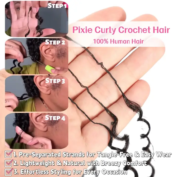 Extensions de cheveux humains au Crochet pré-séparés sans nœuds, cheveux crépus bouclés, plumes au C