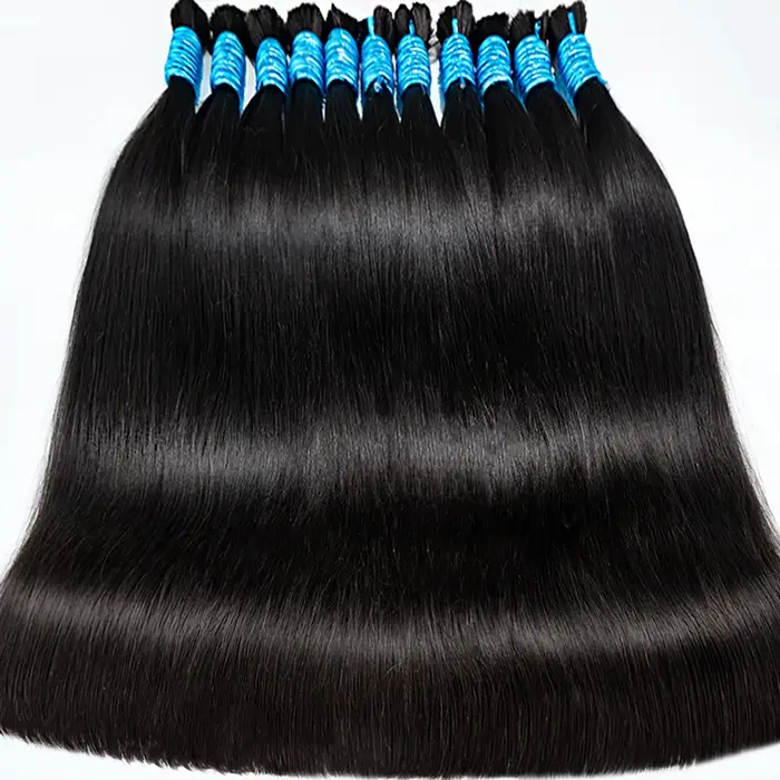 Pas de trame 100% naturel réel Extensions de cheveux humains Remy cheveux humains en vrac non transf