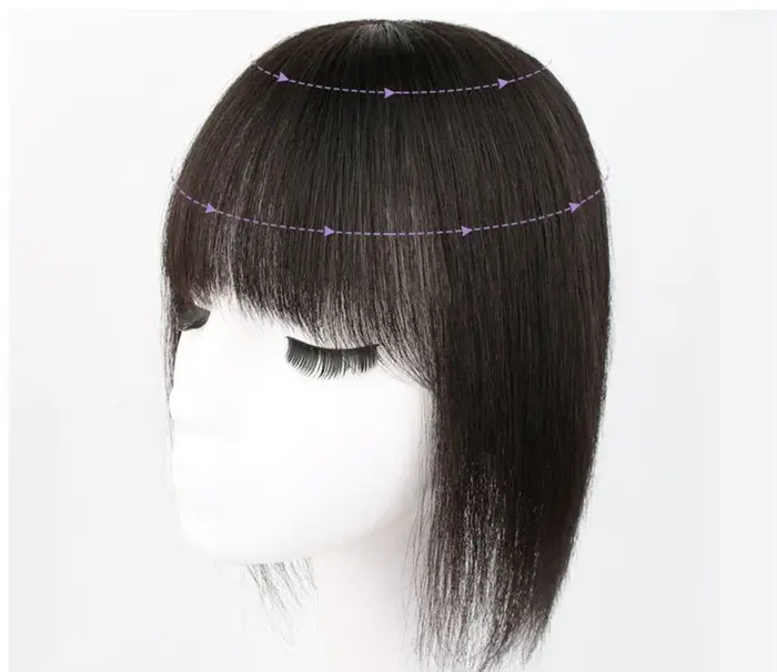 Topper de cheveux naturels à clipser avec frange