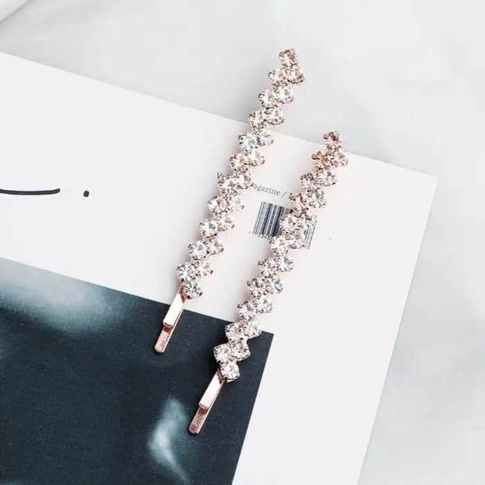 Pinces à cheveux en métal strass brillant pour femmes, épingles à cheveux simples de couleur noir ar