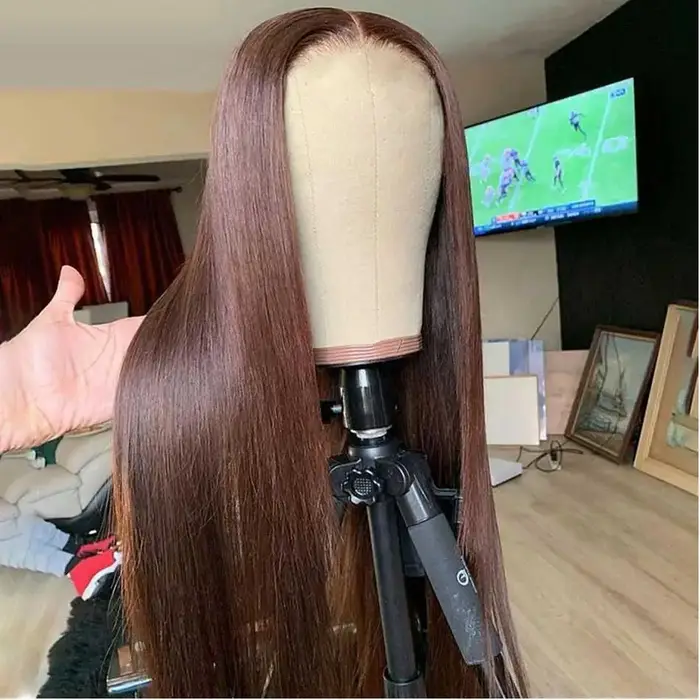 Perruques de cheveux humains avant de dentelle 13x4 HD de couleur brun chocolat de qualité supérieur