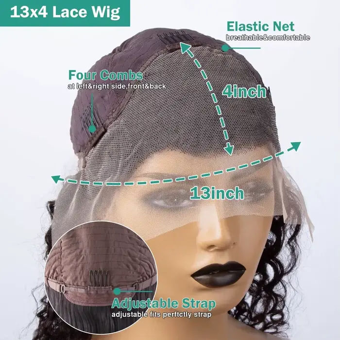 Perruque brésilienne pré-épilée en cheveux humains lisses, perruque frontale transparente 13x4 pour 