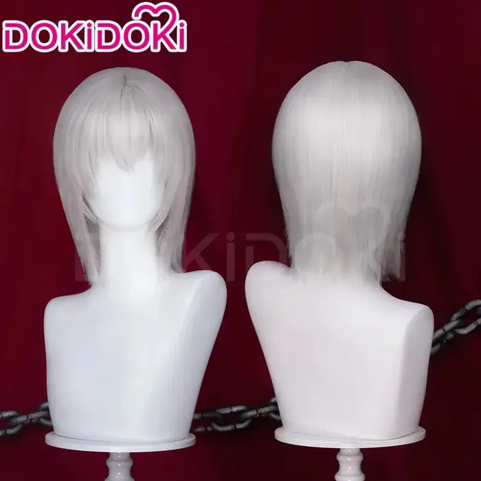 EN STOCK Dante ergil Lady Nico perruque jeu Cosplay DokiDoki Halloween 35 cm Siler gris blanc cheveux Mary Dante collier casquette Coszei
