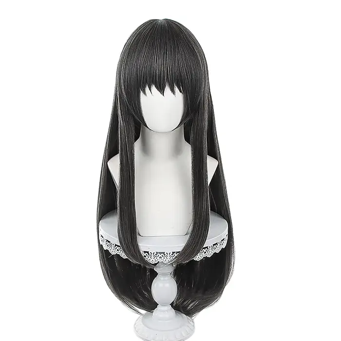 Akemi Zones-Perruque Cosplay pour Adulte, Cheveux Longs et Lisses, Noir, Anime Puella, Magi Madconte