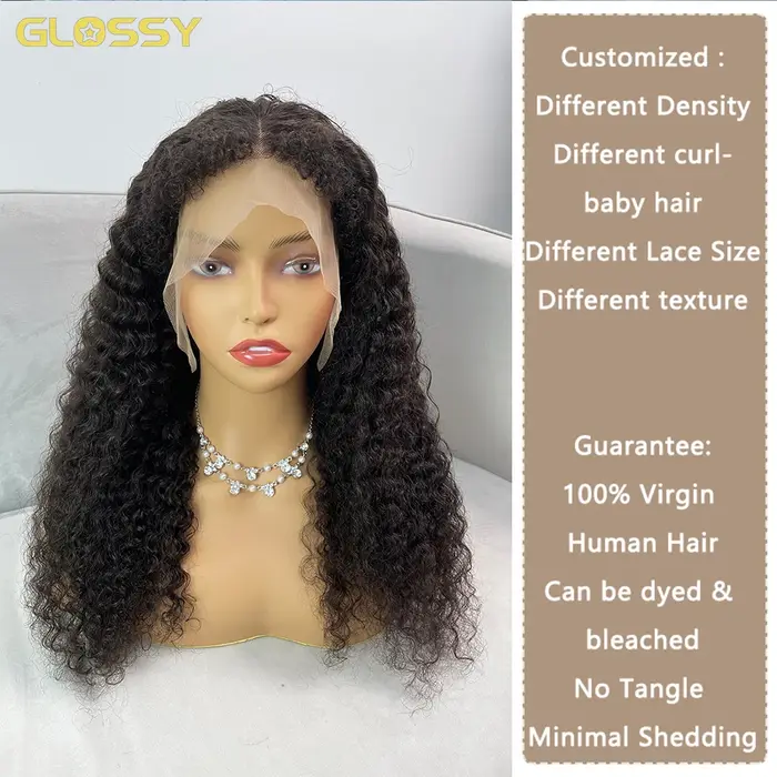 250% 13x6 HD crépus bouclés perruques cheveux humains vague profonde bouclés dentelle avant perruque