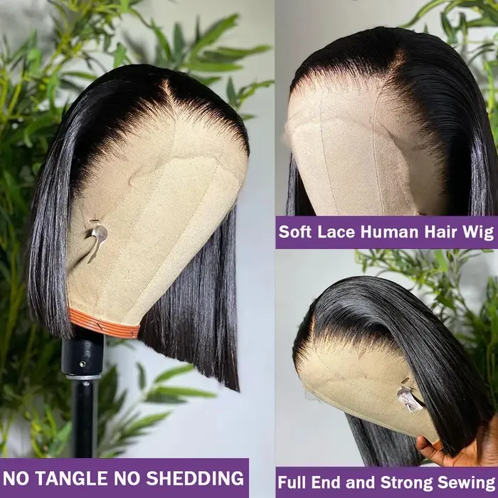 13x4 os droit court Bob dentelle avant perruques de cheveux humains 4x4 dentelle frontale perruque b
