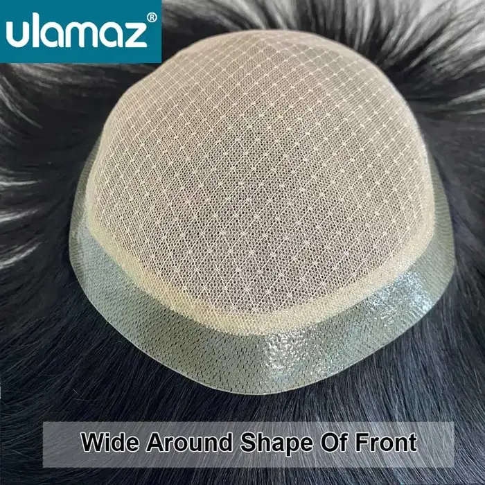 Base en soie toupet réaliste hommes perruque dentelle système de cheveux perruques cheveux humains m