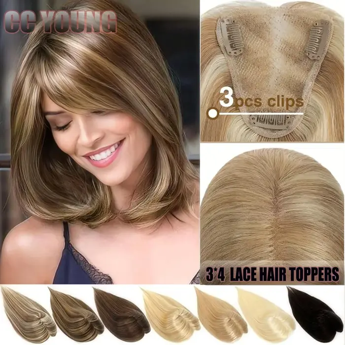 Topper en cheveux naturels pour femme : postiche élégant, facile à porter, volume et longueur instantanés