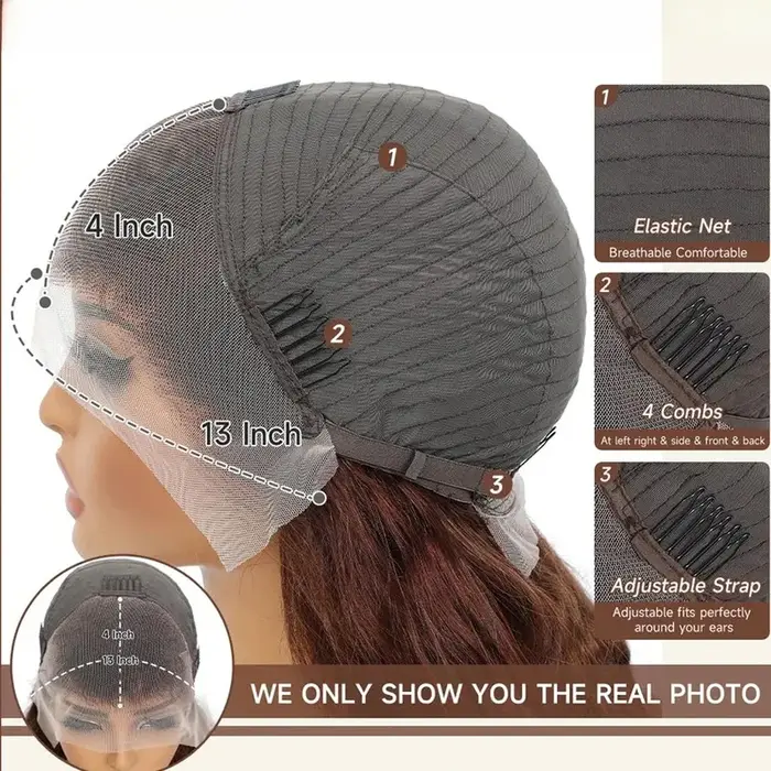 Perruques à dentelle frontale Body Wave brun chocolat, cheveux humains pré-épilés, cheveux vierges b