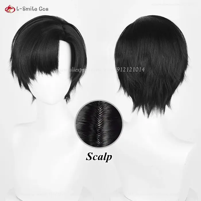 2 Styles Anime Ivan Cosplay perruque hommes 30 cm court noir Ivan Cosplay cheveux résistant à la cha