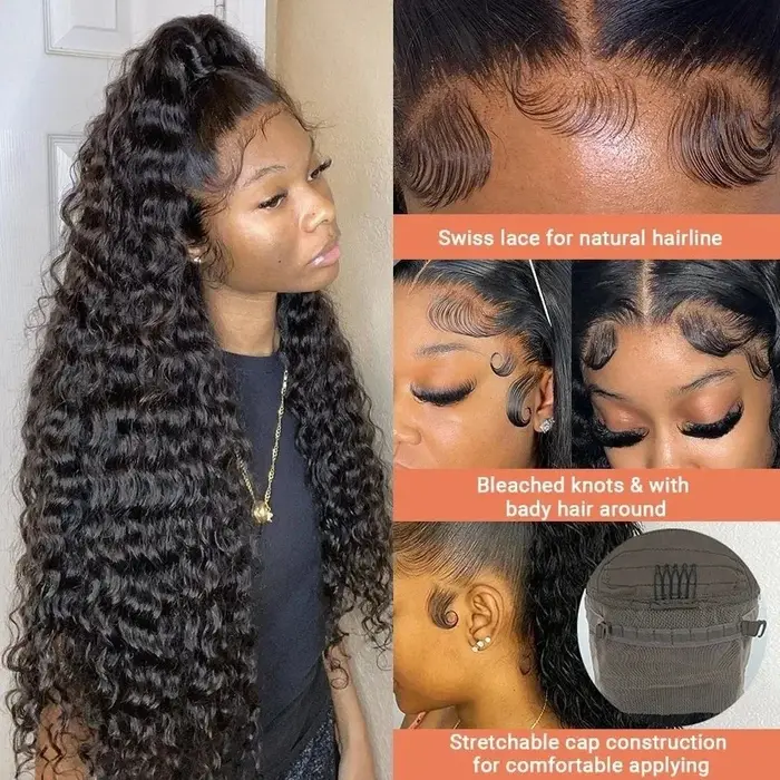 Perruques en cheveux humains bouclés à densité 200% pour femmes