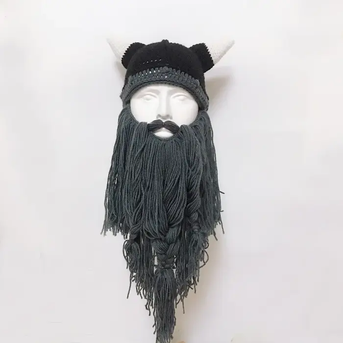 Chapeau de perruque viking à longue barbe