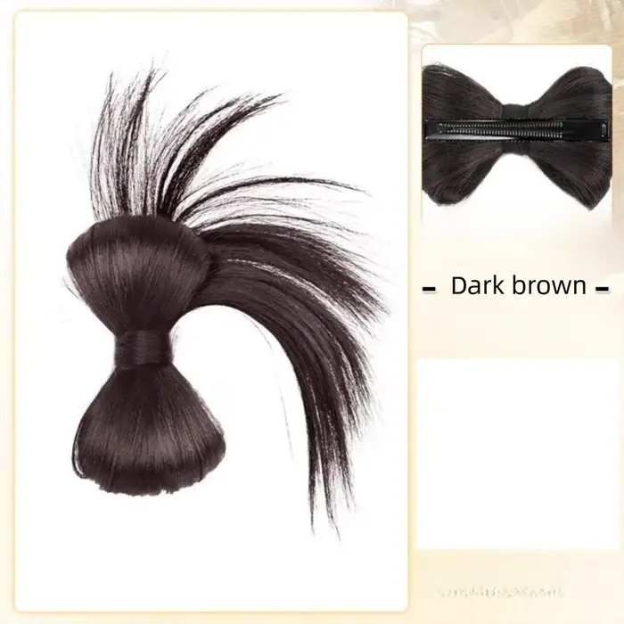 Perruque synthétique élégante avec pince à chignon, postiche naturelle avec nœud papillon, postiche
